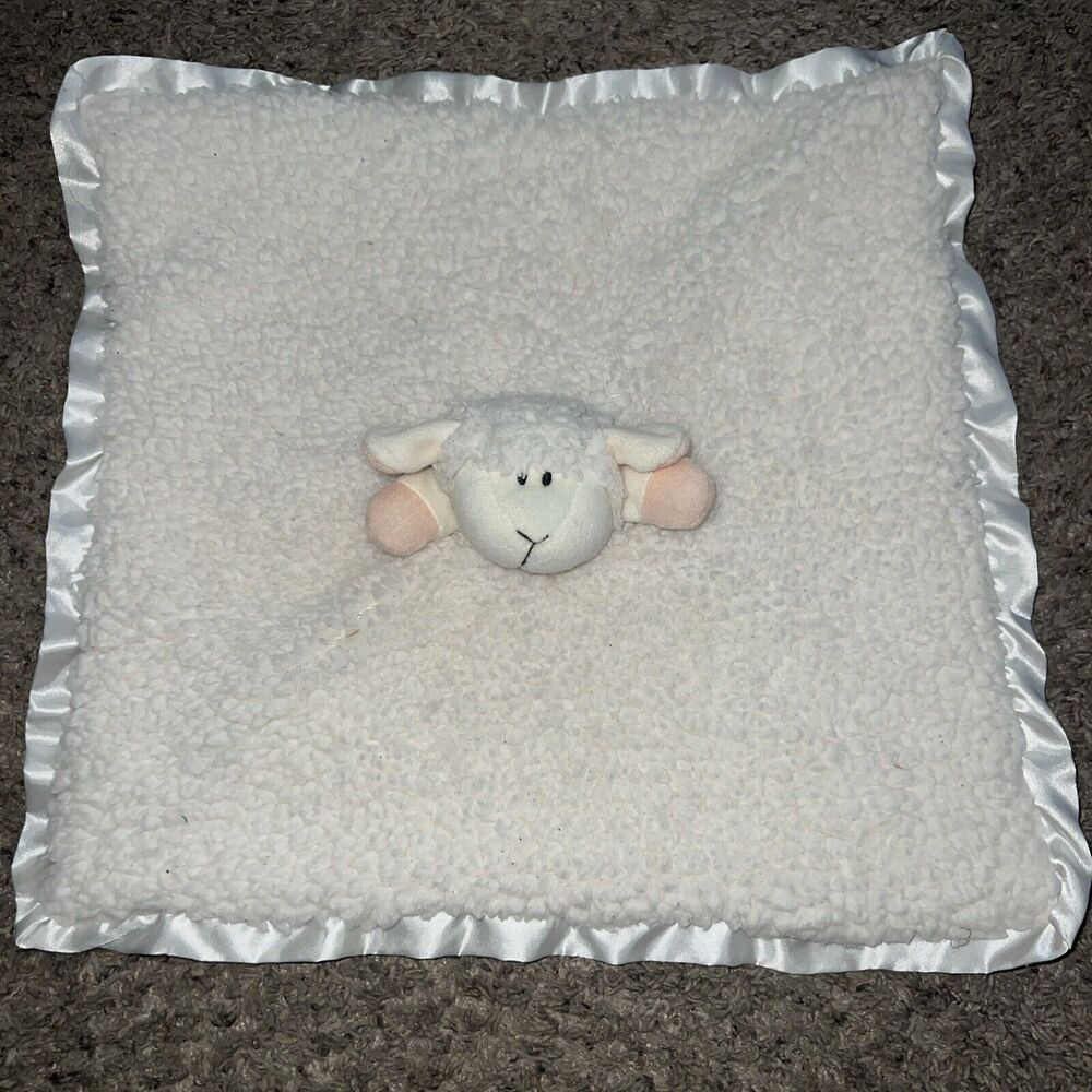 Stephen Baby Lamb Lovey Sherpa Plush Baby Security Blanket Satin Edges 16x16‎